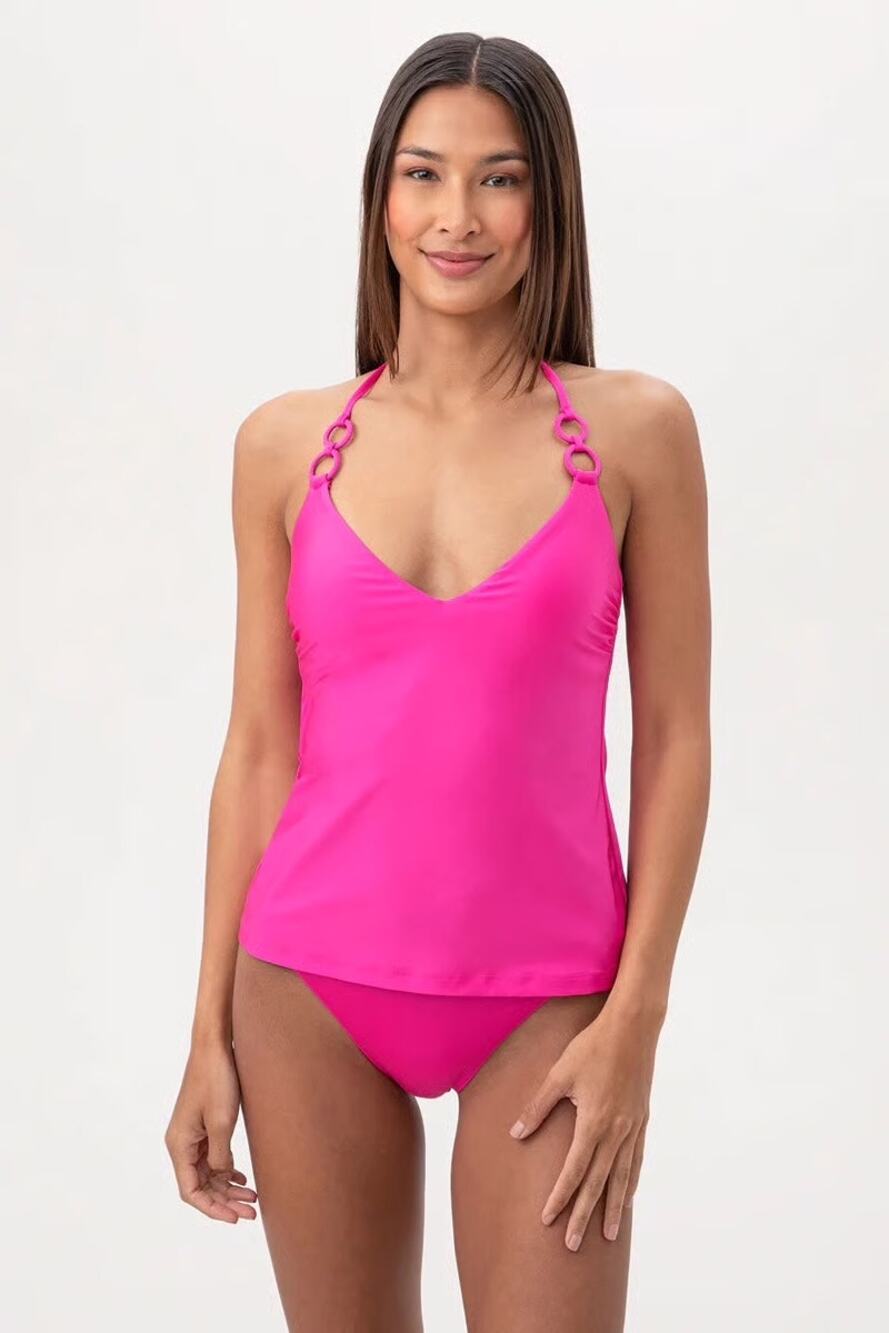 Trina Turk Monaco Ring Pink Two Piece Halter Tankini  Bottoms Swimsuit Set 10